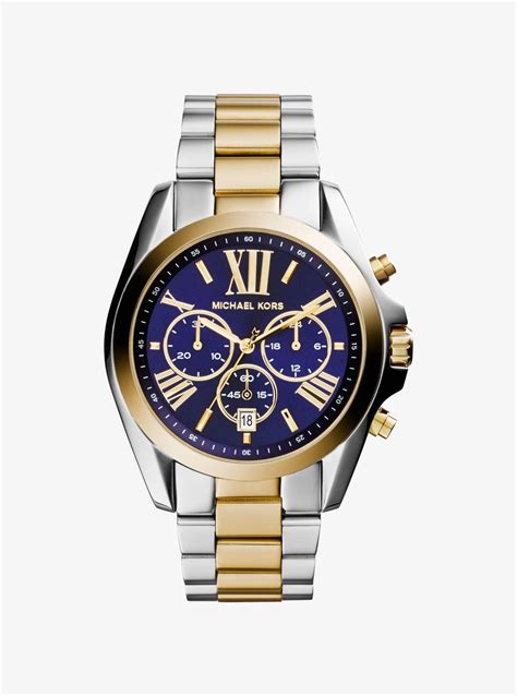 michael kors two-tone watch men's|michael kors oversized bradshaw watch.